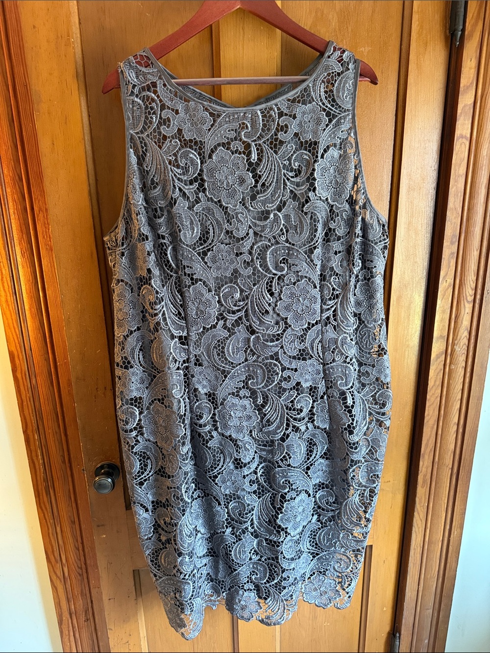 Adrianna Papell Dark Silver Gray Lace Midi Dress Size 22W